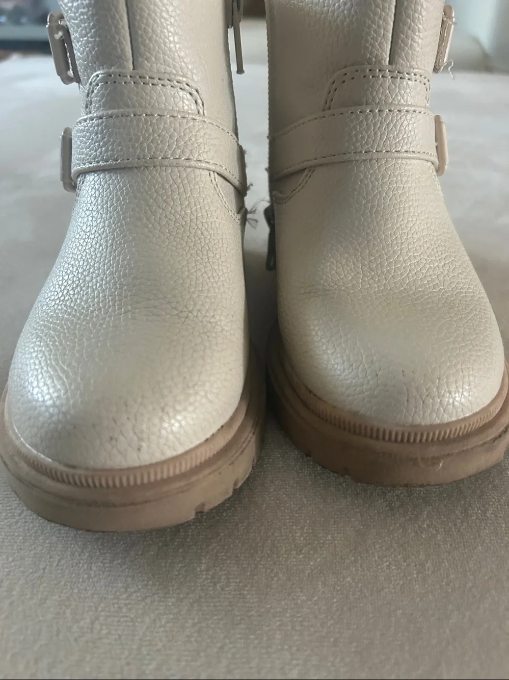 Target Kids Cream Ankle Buckle Boots